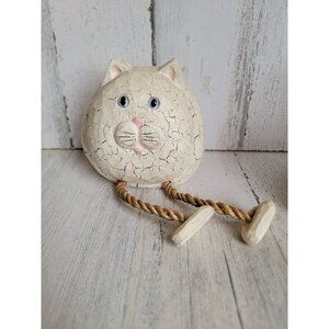 Vintage rustic white cat ball feet dangle unique home decor